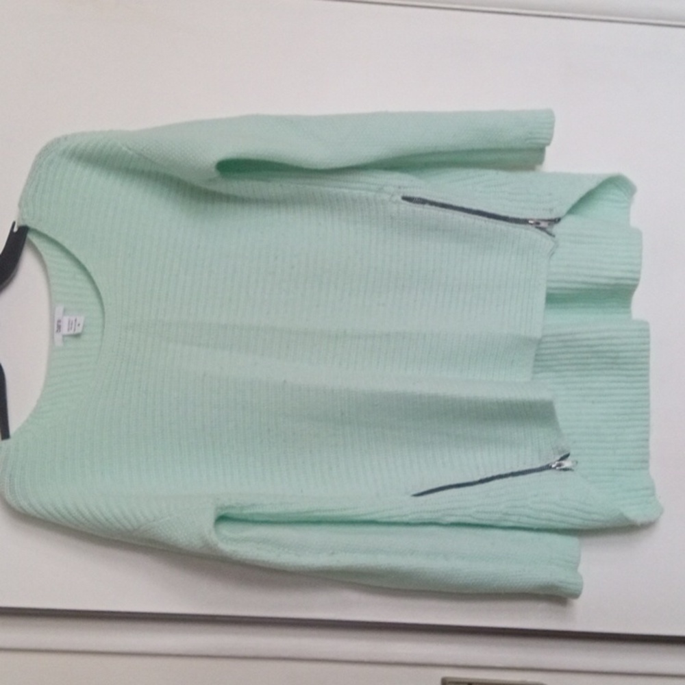 Bar III Women Mint Green Sweater with Zipper Accents Size M